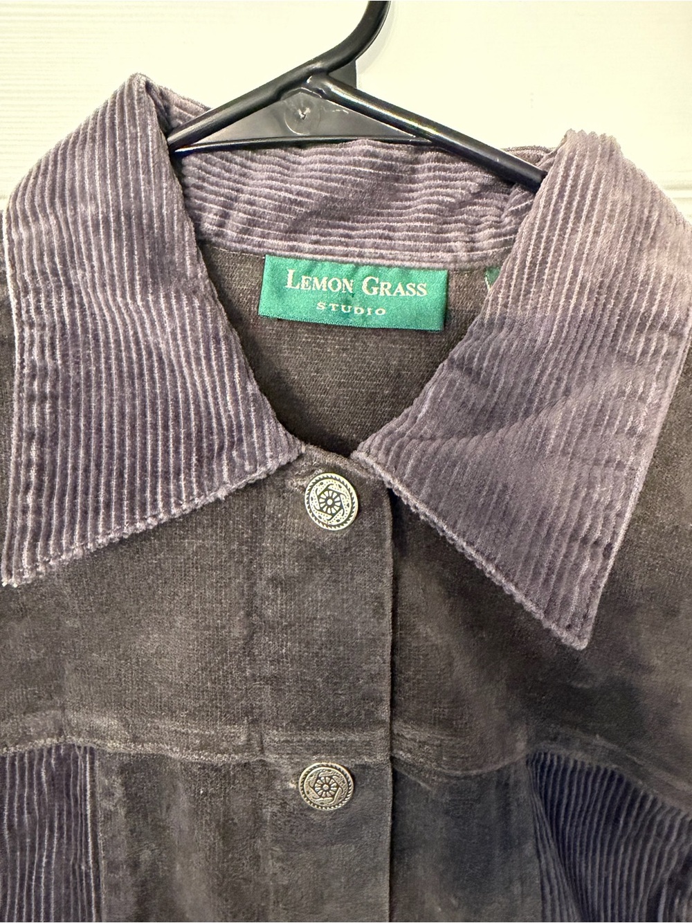 Lemon grass grayish/purple Corduroy & Floral Panel Jacket size small - Picture 2 of 6